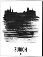 Framed Zurich Skyline Brush Stroke Black