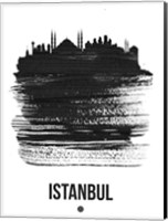 Framed Istanbul Skyline Brush Stroke Black
