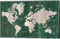 Framed Old World Map Green