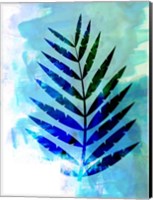 Framed Blue Leaf Watercolor