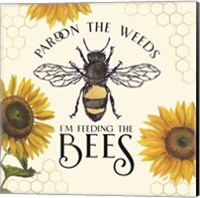 Framed Honey Bees & Flowers Please VI-Pardon the Weeds
