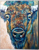 Framed Blue Bison