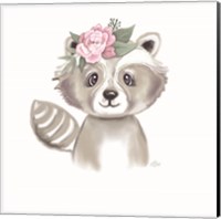 Framed Cute Floral Raccoon