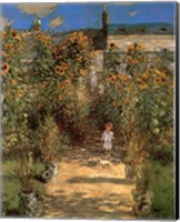 Framed Artist's Garden at Vetheuil with Boy, c.1880