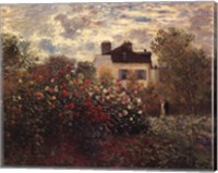 Framed Artist's Garden in Argenteuil (A Corner of the Garden with Dahlias), c.1873