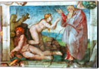 Framed Sistine Chapel ceiling: Creation of eve, with four Ignudi, 1511