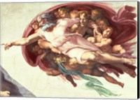 Framed Sistine Chapel Ceiling: The Creation of Adam, detail of God the Father, 1508-12