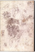 Framed Study of figures for 'The Last Judgement' with artist's signature, 1536-41