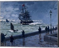 Framed Jetty at Le Havre, Bad Weather, 1870