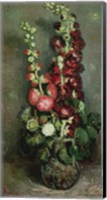 Framed Vase of Hollyhocks, 1886