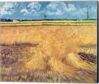 Framed Wheatfield with Sheaves, 1888 - wheat pile