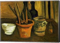 Framed Still Life of Paintbrushes in a Flowerpot, 1884