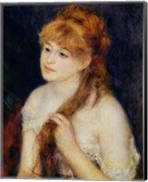 Framed Young Woman Braiding her Hair, 1876