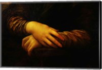 Framed Mona Lisa, detail of her hands