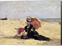 Framed Woman with a Parasol on the Beach, 1880