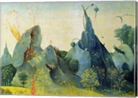 Framed Garden of Eden, detail from the right panel of The Garden of Earthly Delights, c.1500