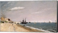 Framed Brighton Beach with colliers, 1824