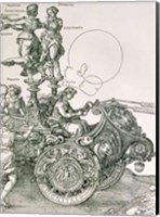 Framed Design for 'The Great Triumphal Chariot of Emperor Maximilian I': detail showing the Virtues steering the team of horses