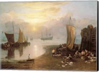 Framed Sun Rising Through Vapour: Fishermen Cleaning and Selling Fish, c.1807