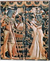 Framed Tutankhamun and his wife Ankhesenamun in a garden