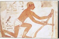 Framed Construction of a wall, detail of a man with a hoe, from the Tomb of Rekhmire