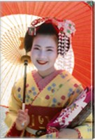Framed Young Geisha with Umbrella