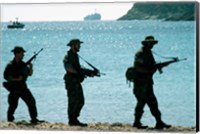 Framed U.S. Navy Special Forces (S.E.A.L.) Team Patroling Beach