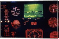 Framed View of the Cockpit Control Panel in an AH-64 Apache Helicopter Training Simulator