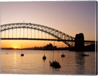 Framed Sunrise over a bridge, Sydney Harbor Bridge, Sydney, Australia