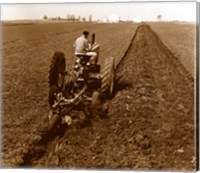 Framed USA, Pennsylvania, Farmer on Tractor Plowing Field