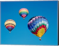 Framed 3 Multi-Colored Hot Air Balloons Flying