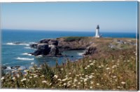 Framed Lighthouse on the coast, Yaquina Head Lighthouse, Oregon, USA