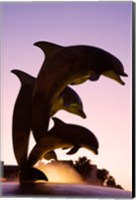 Framed Dolphin Fountain on Stearns Wharf, Santa Barbara Harbor, California, USA Vertical