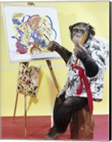 Framed Monkey Artist