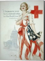 Framed Harrison Fisher WWI American Red Cross Poster