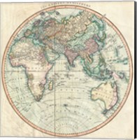 Framed 1801 Cary Map of the Eastern Hemisphere