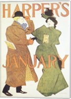 Framed Brooklyn Museum Harper's Poster January 1895  Edward Penfield