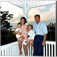 Framed JFK and family in Hyannis Port, August 1962