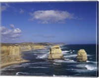 Framed High angle view of rock formations in the ocean, Gibson Beach, Port Campbell National Park, Australia
