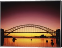 Framed Silhouette of a bridge across a harbor, Sydney Harbor Bridge, Sydney, New South Wales, Australia