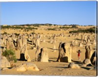 Framed Rock formations in the desert, The Pinnacles Desert, Nambung National Park, Australia