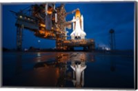 Framed Brightly Lit Atlantis STS-135 on Launch Pad