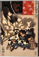 Framed Yamamoto Kansuke fighting a giant boar