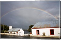 Framed Rainbow over a cottage, Cloonee Lakes, County Kerry, Munster Province, Ireland