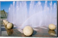 Framed USA, California, Stockton, Weber Point Events Center, Rainbow created by water splashing from fountain