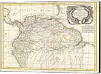 Framed 1771 Bonne Map of Tierra Firma