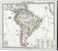 Framed 1862 Perthes map of South America