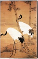Framed Bian Jingzhao Bamboo and Cranes