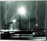 Framed Lightning storm over Boston - 1967