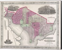 Framed 1864 Johnson Map of Washington D.C. and Georgetown